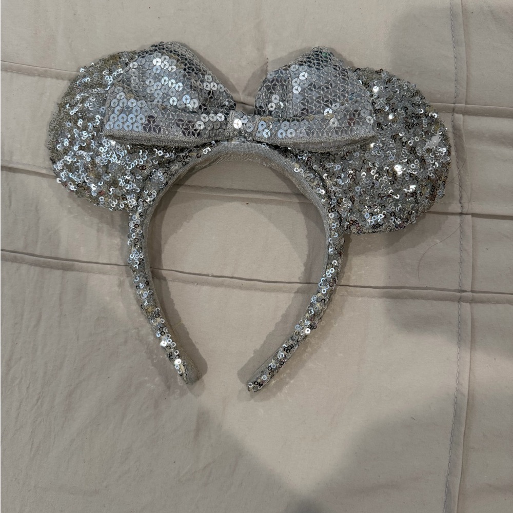 Disney Silver Sequin Minnie Mouse Ears Headband